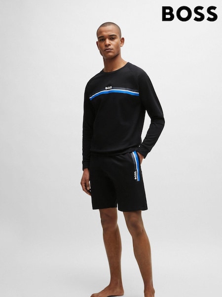 BOSS Black Stripe Logo Drawstring Jersey Shorts (B78734) | €39