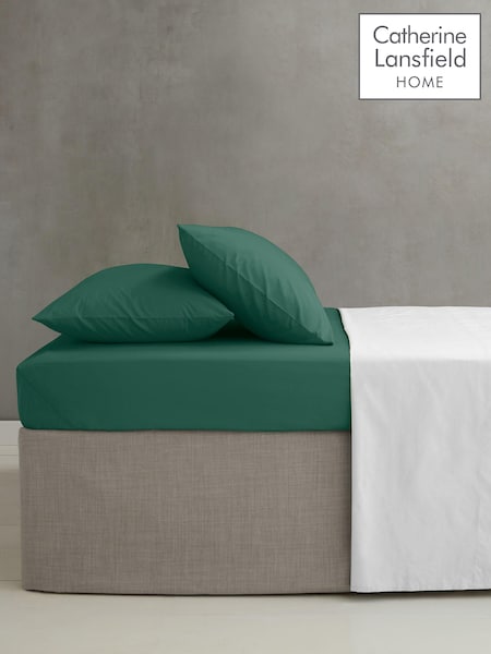 Catherine Lansfield Dark Green Percale Extra Deep Fitted Sheet (B78741) | €21 - €27