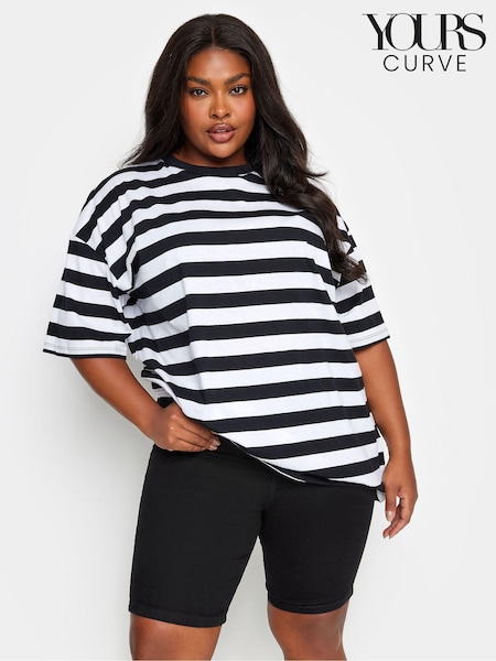 Yours Curve Black Mid Wash Bermuda Shorts (B78789) | ₪121