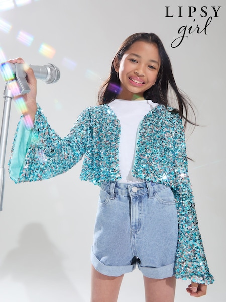 Lipsy Sequin Sparkle Cropped Blazer (5-16yrs) (B78804) | ‏92 ر.س.‏ - ‏118 ر.س.‏
