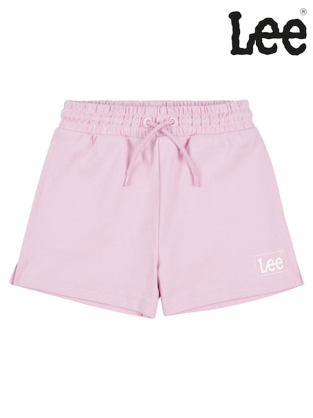 Lee Pink Girls Box Graphic Logo 100% Cotton Shorts (B78808) | ₪126 - ₪151