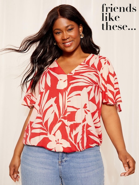 Friends Like These Red Short Sleeve Wrap Blouse (B78883) | €20