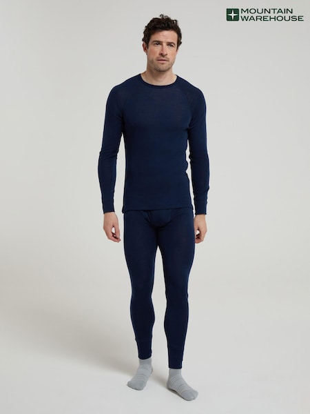 Mountain Warehouse Blue Merino Mens Round Neck Thermal Top (B78959) | AED280