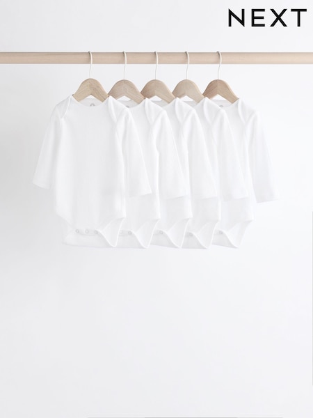 Blanco - Long Sleeve Rib Baby Bodysuits 5 Pack (B79071) | 15 € - 18 €
