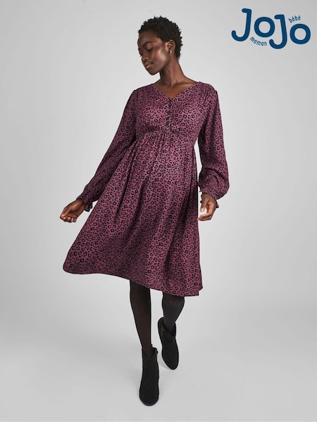 JoJo Maman Bébé Pink V-Neck Maternity Mini Dress (B79122) | 245 QAR