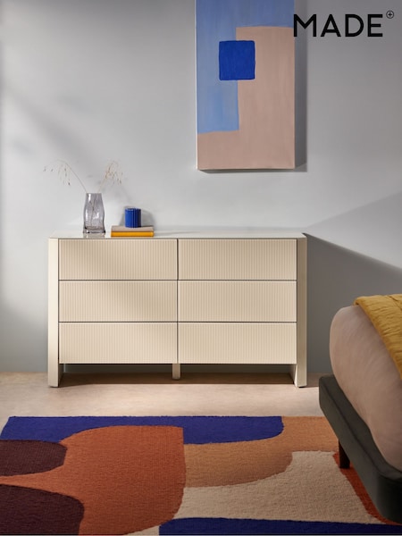 MADE.COM Ecru White Eleni 6 Drawer Wide Chest of Drawers (B79138) | €948