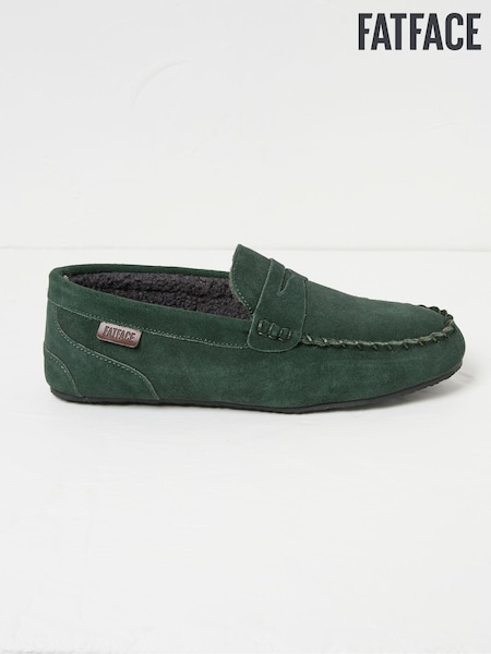 FatFace Dark Green Suede Moccasin Slippers (B79153) | €33