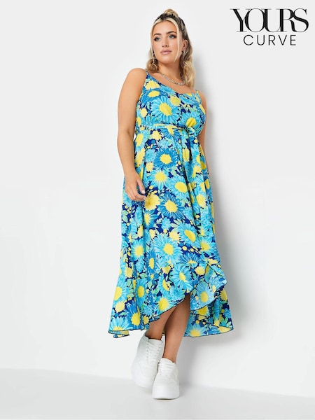 Yours Curve Blue Frilled Hem Dress (B79180) | $59