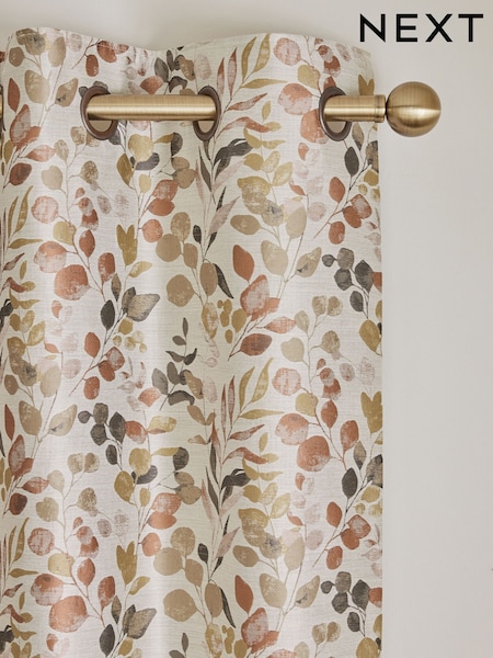 Metallic Bronze Floral Jacquard Eyelet Lined Curtains (B79247) | $130 - $274