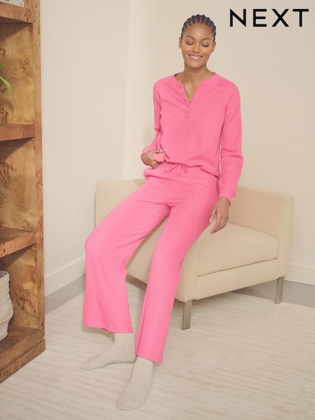 Pink Waffle Long Sleeve Pyjamas (B79304) | €31