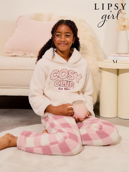 Lipsy Cream Soft Touch Borg Applique Pyjamas (5-16yrs) (B79347) | AED108 - AED140