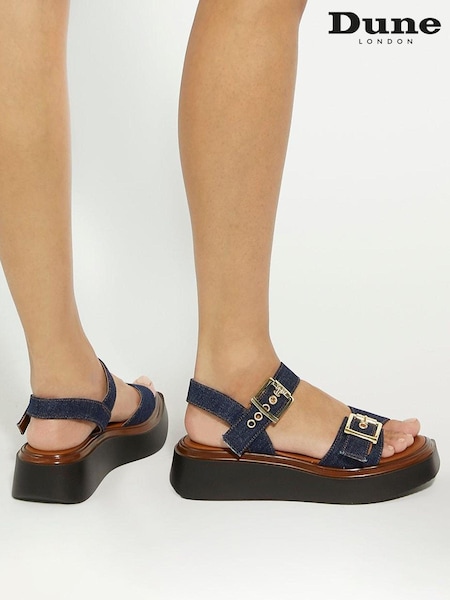 Blau - Dune London Loells Buckle Flatform Sandals (B79421) | 77 €