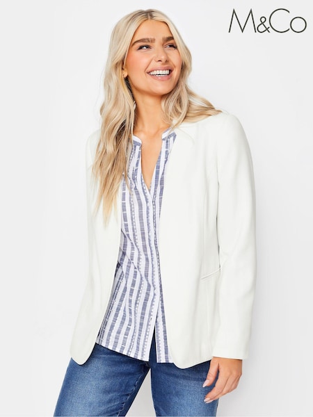M&Co White Collarless Fitted Blazer (B79489) | €78