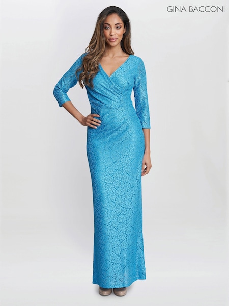 Gina Bacconi Blue Fearne Lace Wrap Maxi Dress (B79508) | €121