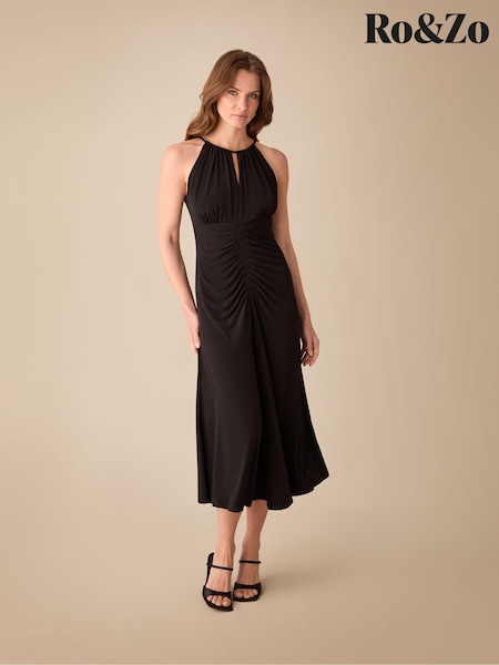 Ro&Zo Black Petite Petite Jersey Halterneck Midi Dress (B79543) | €79