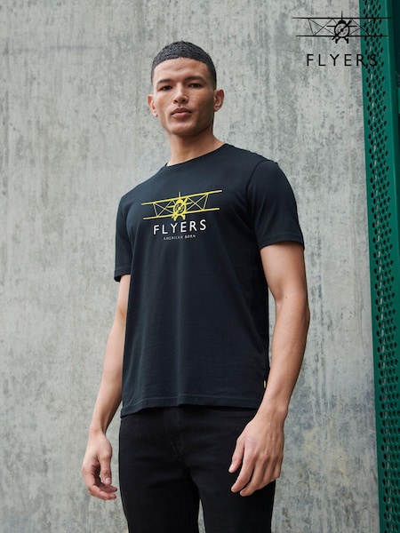 Flyers Mens Classic Fit Plane 100% Cotton T-Shirt (B79572) | €31