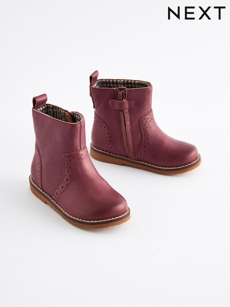 Розовый - Ankle Leather Cosy Lined Boots (B79577) | €34 - €38
