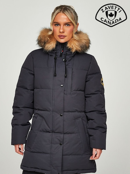אפור - Zavetti Canada Womens Goshawa Puffer Parka Jacket (B79596) | ‏654‏₪