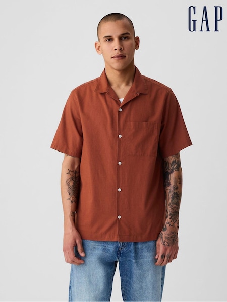 Gap Red Linen-Cotton Short Sleeve Shirt (B79656) | €31
