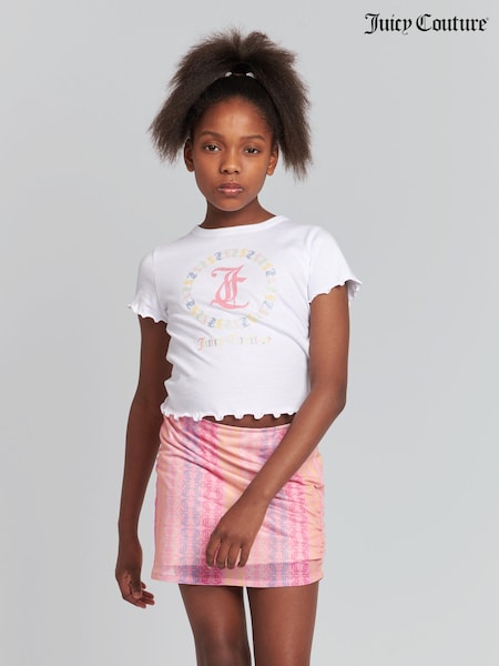 Juicy Couture Girls 100% Cotton Lettuce Hem Cropped T-Shirt (B79658) | 104 LEI - 125 LEI