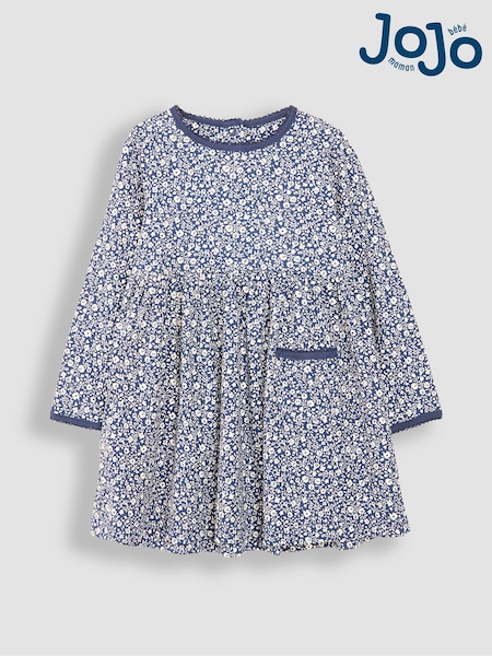 JoJo Maman Bébé Navy Blue Ditsy Floral Dress (B79963) | €28
