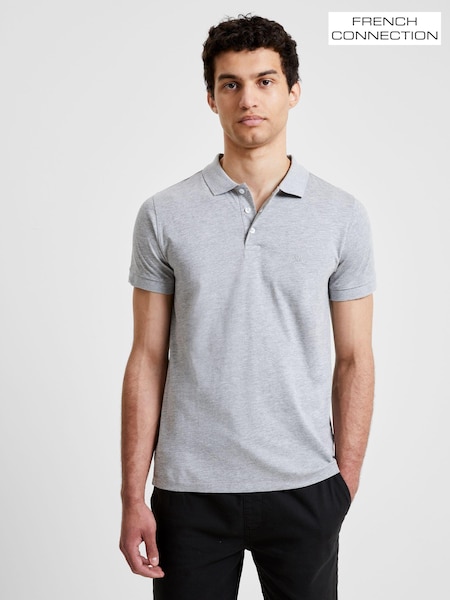 French Connection Grey 100% Cotton Signature Polo Shirt (B79992) | 124 QAR