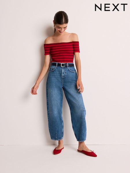 Dark Blue Dart Detail Barrel 100% Cotton Jeans (B80036) | €48