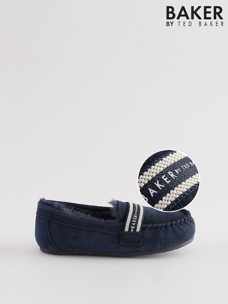 Baker By Ted Baker Boys Navy Moccasin Slippers (B80169) | ‏151‏₪ - ‏171‏ ₪