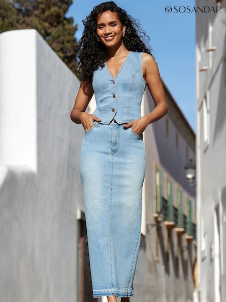 Sosandar Blue Denim Midi Skirt (B80170) | €73