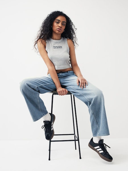 Dark Blue Baggy Wide Leg Hourglass Jeans (B80189) | AED18