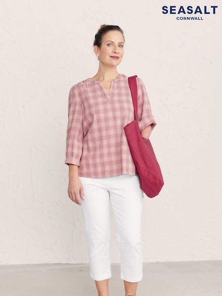 Seasalt Cornwall White Albert Quay Slim Fit Crops Trousers (B80247) | €35