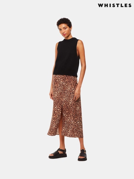 Whistles Natural Marble Spot Front Split Skirt (B80258) | €51