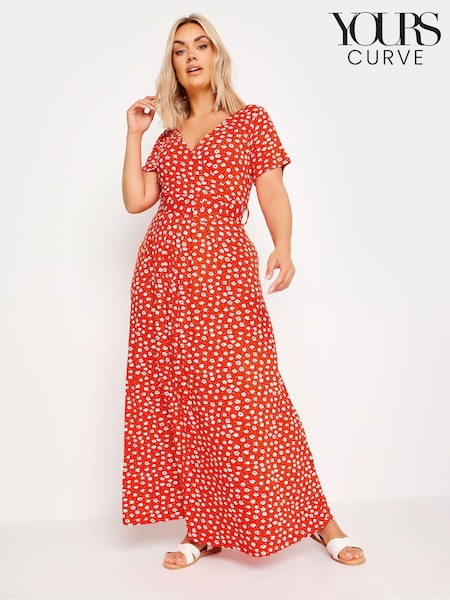 Yours Curve Ditsy Floral Print Wrap Maxi Dress (B80527) | €49