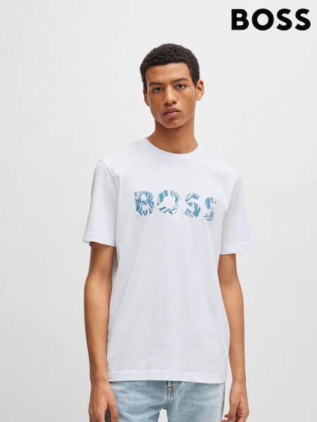 BOSS White 100% Cotton Jersey Logo Printboss T-Shirt (B80565) | €34