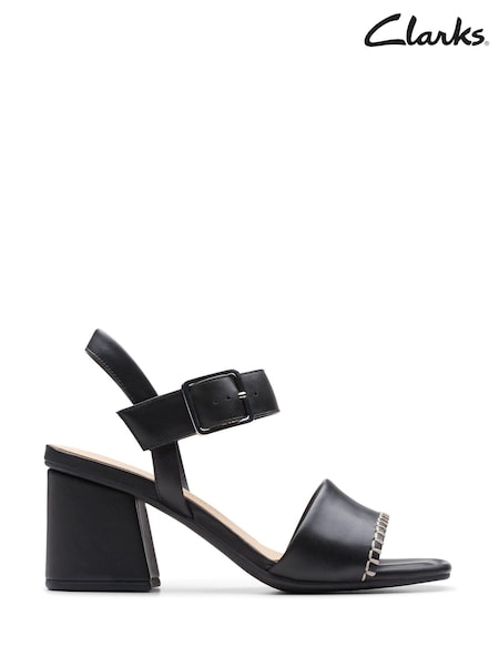 Clarks Black Leather Siara65 Buckle Sandals (B80598) | €51