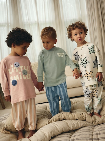 Verde salvia/Melocotón Happy Days - 3 Pack Oversized Pyjamas (9mths-10yrs) (B80599) | 36 € - 44 €
