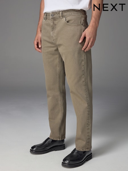Mushroom Brown Straight Fit Vintage Stretch Authentic Jeans (B80602) | AED70