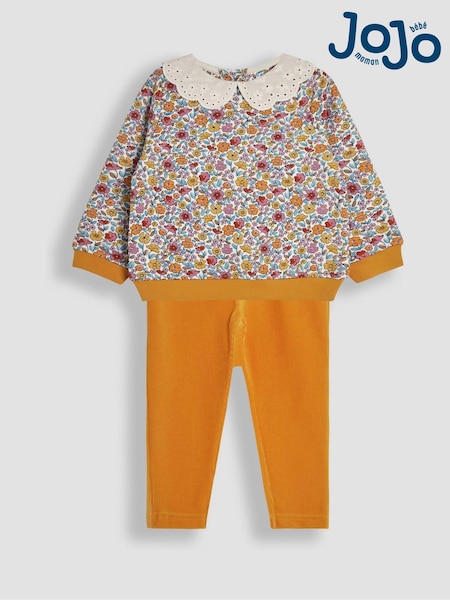 JoJo Maman Bébé Rust Autumn Floral Sweatshirt & Cord Jeggings Set (B80614) | €18.50