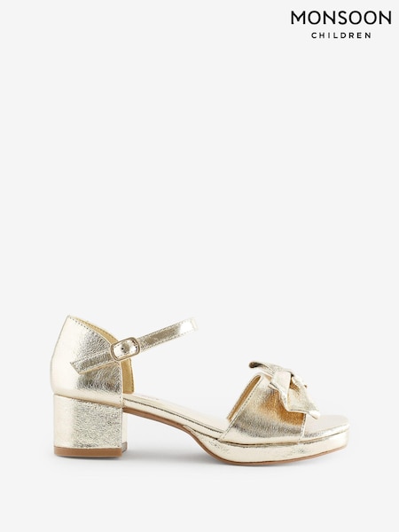 Monsoon Gold Bow Platform Sandals (B80619) | AED234 - AED249