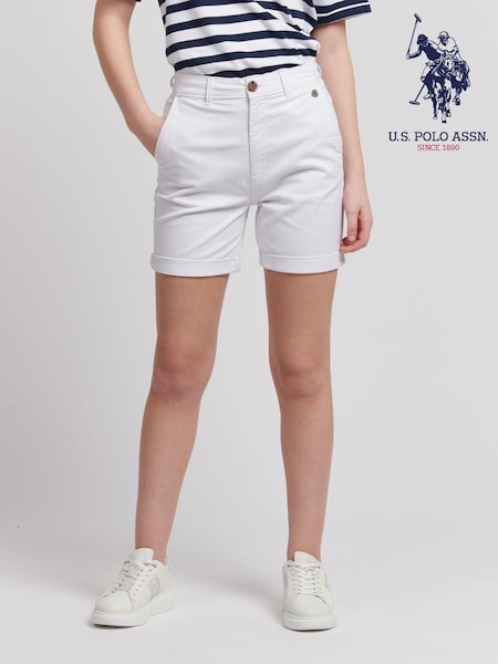 U.S. Polo Assn. White Classic Womens Chino Shorts (B80693) | $70