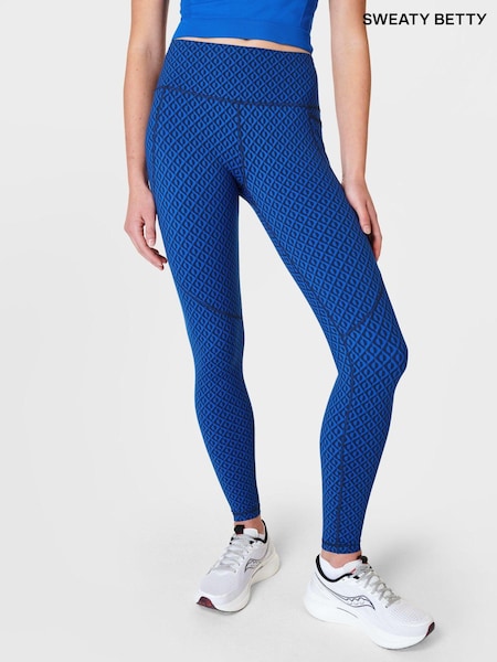 Sweaty Betty Blue Apex Geo Print Full Length Power Workout Leggings (B80987) | €56