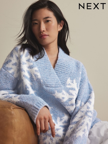 Blue Snowflake Boucle Knitted Christmas Jumper (B81076) | €14