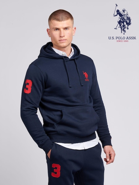 U.S. Polo Assn. Blue Mens Classic Fit Player 3 100% Cotton Hoodie (B81163) | R$ 690