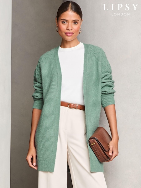 zelena - Lipsy Knitted Honeycomb Longline Cardigan (B81263) | € 28