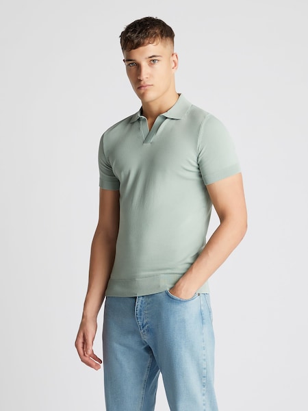 Remus Uomo Green Slim Fit Knitted 100% Cotton Short Sleeve Polo Shirt (B81372) | €56
