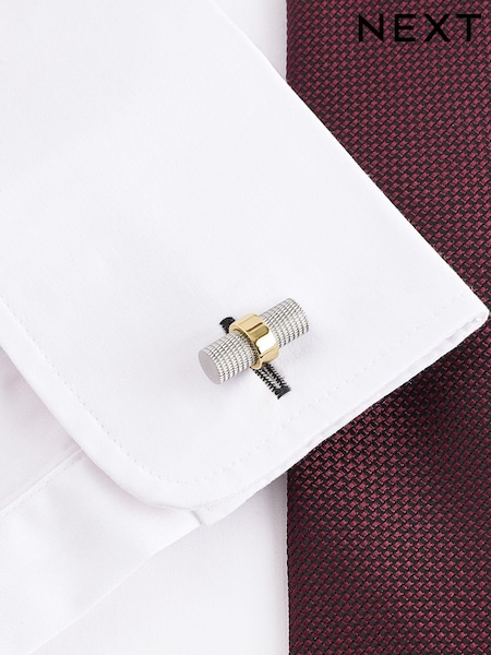 Two Tone Textured Barrell Cufflink (B81405) | 446 UAH