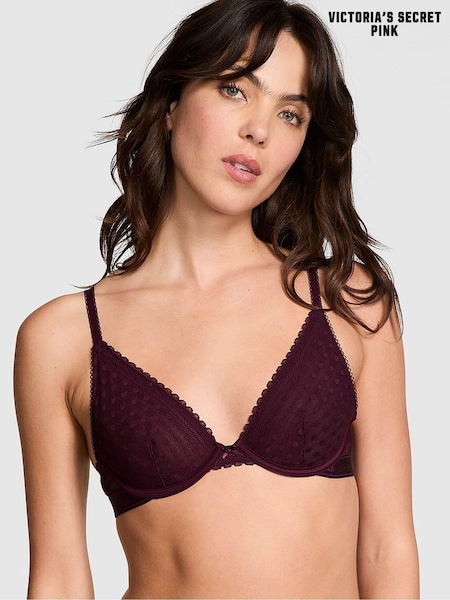 Victoria's Secret PINK Purple Rose Dainty Dot Plunge Lace Bra (B81412) | €40