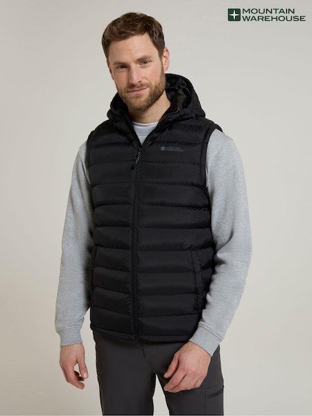 שחור - Mountain Warehouse Seasons Mens Water-resistant Hooded Padded Gilet (B81435) | ‏241‏₪