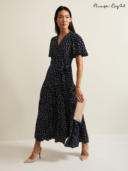 Phase Eight Blue Jenna Spot Wrap Midaxi Dress (B81474) | 344 QAR