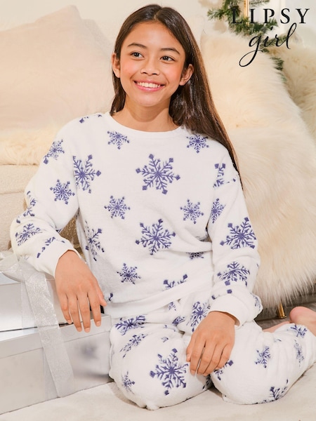 Lipsy Soft Touch Fleece Snowflake Pyjamas (5-16yrs) (B81488) | € 19 - € 24